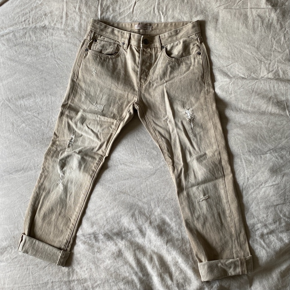 Banana Republic Distressed Tan Jeans